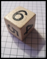 Dice : Dice - 6D - Large White Painted Wood With Black Numerals